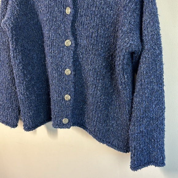 Carraig Donn Blue Wool Blend Sweater Cardigan Size M Chunky Knit Artsy Grandma - Picture 5 of 13